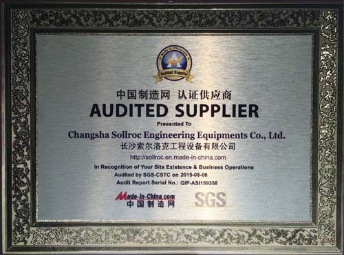 China Changsha Sollroc Engineering Equipments Co., Ltd Zertifizierungen